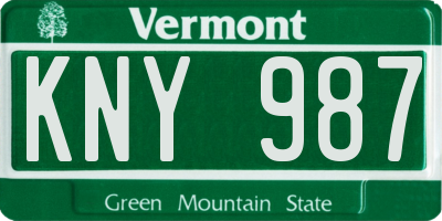 VT license plate KNY987