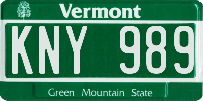 VT license plate KNY989