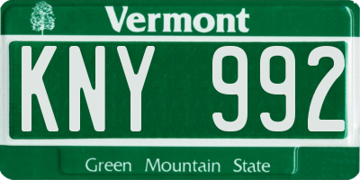 VT license plate KNY992