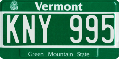 VT license plate KNY995