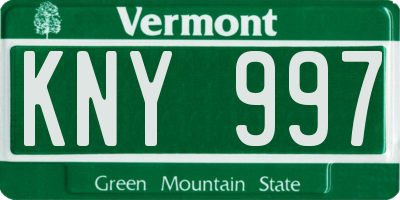 VT license plate KNY997