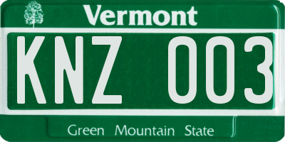 VT license plate KNZ003