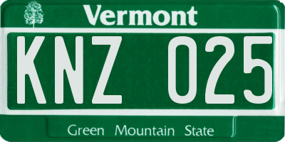 VT license plate KNZ025