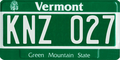 VT license plate KNZ027