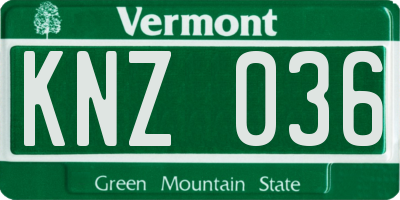 VT license plate KNZ036