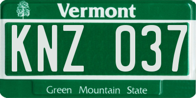VT license plate KNZ037