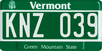 VT license plate KNZ039