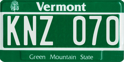 VT license plate KNZ070