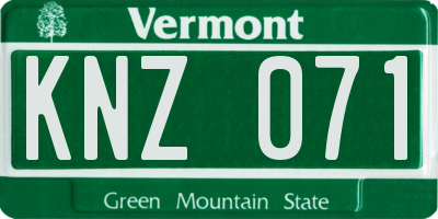 VT license plate KNZ071