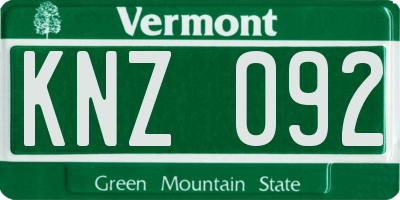 VT license plate KNZ092