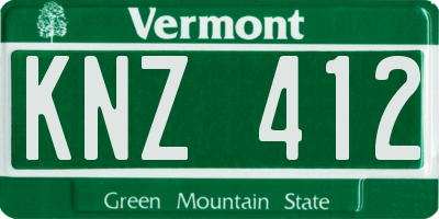 VT license plate KNZ412