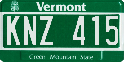 VT license plate KNZ415