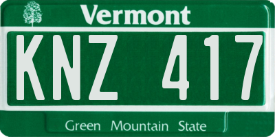 VT license plate KNZ417