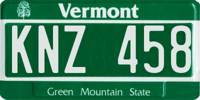 VT license plate KNZ458