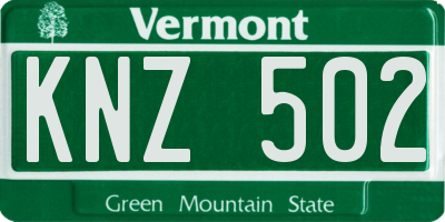 VT license plate KNZ502