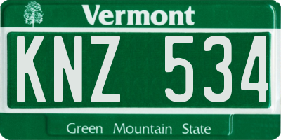 VT license plate KNZ534