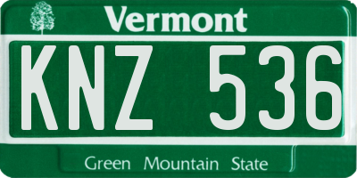 VT license plate KNZ536