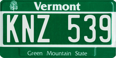 VT license plate KNZ539
