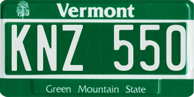 VT license plate KNZ550