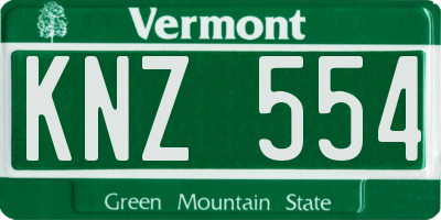 VT license plate KNZ554