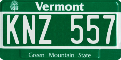 VT license plate KNZ557