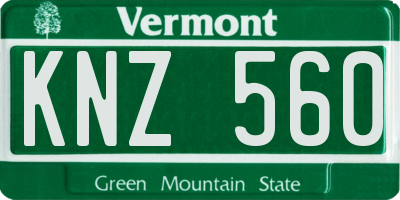VT license plate KNZ560