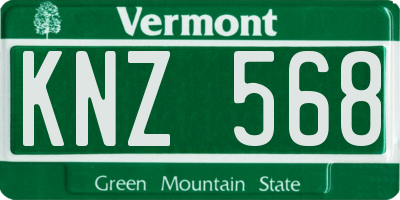 VT license plate KNZ568