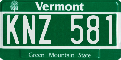 VT license plate KNZ581
