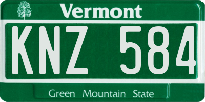 VT license plate KNZ584