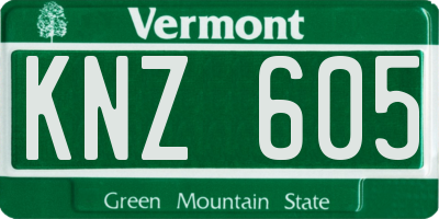 VT license plate KNZ605
