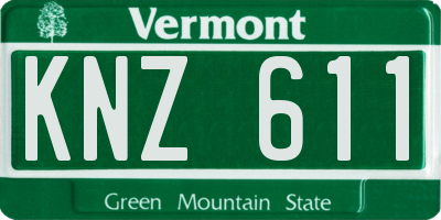 VT license plate KNZ611