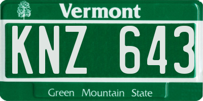 VT license plate KNZ643