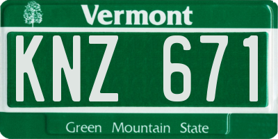 VT license plate KNZ671