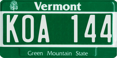 VT license plate KOA144