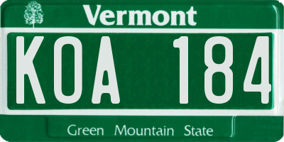 VT license plate KOA184
