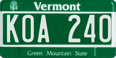 VT license plate KOA240