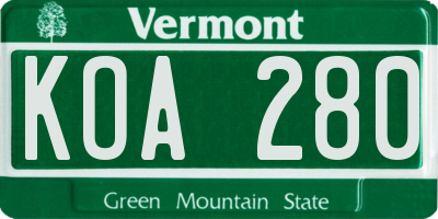 VT license plate KOA280
