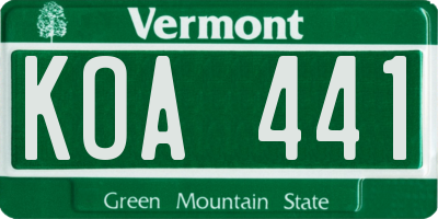 VT license plate KOA441