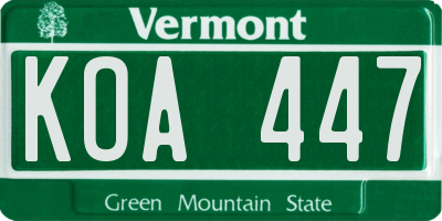 VT license plate KOA447