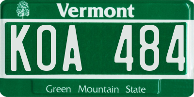 VT license plate KOA484