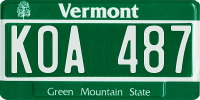 VT license plate KOA487