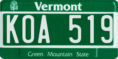 VT license plate KOA519