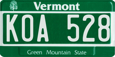 VT license plate KOA528