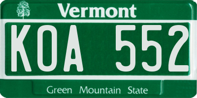 VT license plate KOA552
