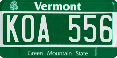 VT license plate KOA556