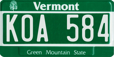 VT license plate KOA584