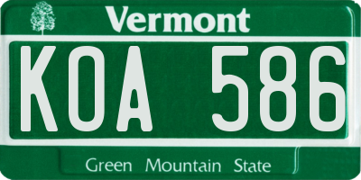 VT license plate KOA586