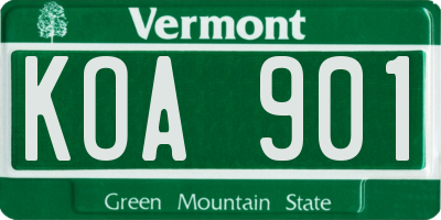 VT license plate KOA901