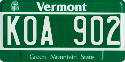 VT license plate KOA902