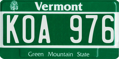 VT license plate KOA976